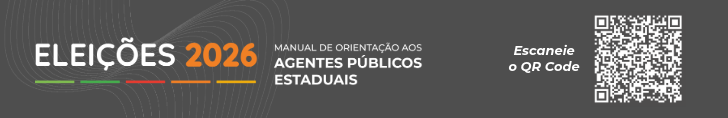 Banner da campanha Elei&ccedil;&otilde;es 2026 com refer&ecirc;ncia ao Manual de Orienta&ccedil;&atilde;o aos Agentes P&uacute;blicos Estaduais, QR Code para acesso ao conte&uacute;do e identidade visual da PGE-RS.